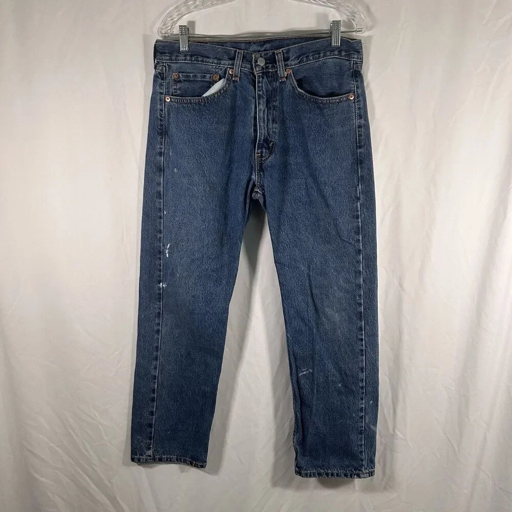 Levis 505 Jeans Men's 34x29 Medium Wash 100% Cotton Button Zip Mid Rise
